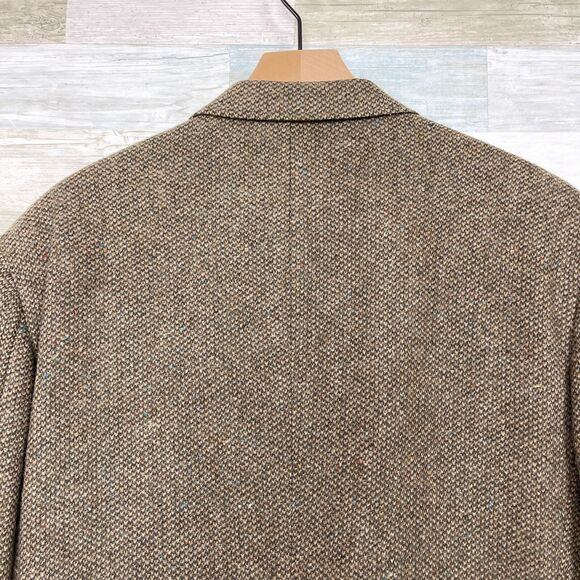 Lands End Tweed Sport Coat Brown Lambswool Wool Two Button USA Mens 43L 43 Long - Picture 6 of 11